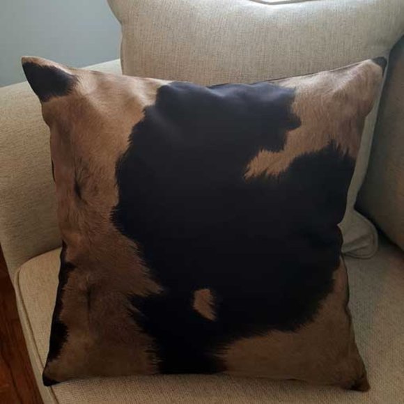 Throw Pillow with insert - Brown and Dark Brown Cow design- 18×18 - Picture 2 of 3